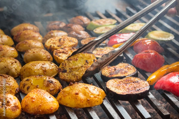 Obraz vegetables roast on a large grill