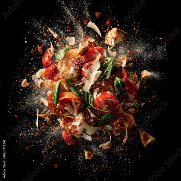 Fototapeta Unleashing flavor in a spectacular explosion of dish of food generative ai