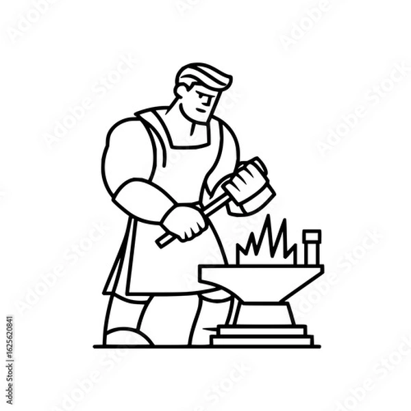 Fototapeta Blacksmithing forge metalwork hammer anvil craftsman smithy ironwork artwork steelmaking industry 100 char