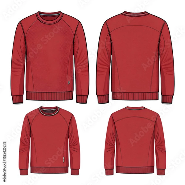 Obraz  Red Sweatshirt Front and Back View