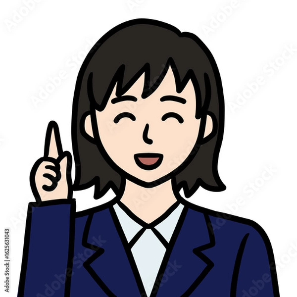 Fototapeta 指差すスーツ姿の若い女性（笑顔）