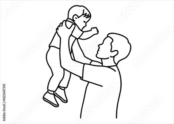 Obraz Joyful father engaged in playtime with his young child creating a heartwarming family scene for advertising or banners