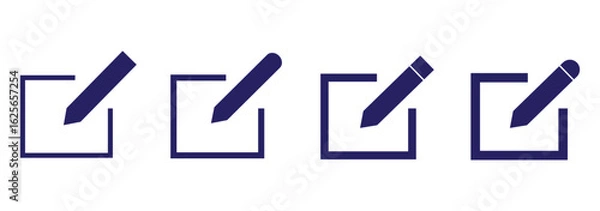 Fototapeta Edit icon vector. Blue edit document sign and symbol. Pencil Blue and Black color. EPS 10