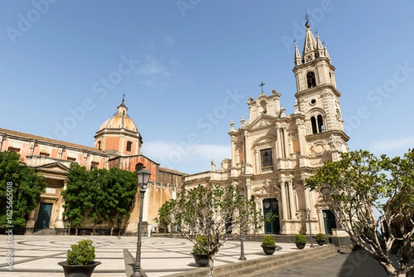 Fototapeta Religious Architecture in Acireale, Catania Province, Sicily, Italy. (Basilica Collegiata dei Santi Apostoli Pietro e Paolo)
