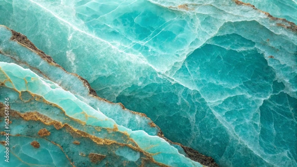 Obraz Abstract background of a teal geode slice with rough, textured edges and organic patterns