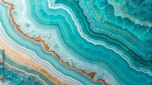 Obraz Abstract background of turquoise and white geode mineral with flowing organic lines