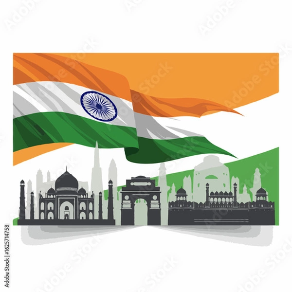 Obraz india flag and map