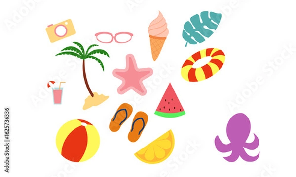 Fototapeta Colorful Summer background layout banners design. Horizontal poster, greeting card, header for website