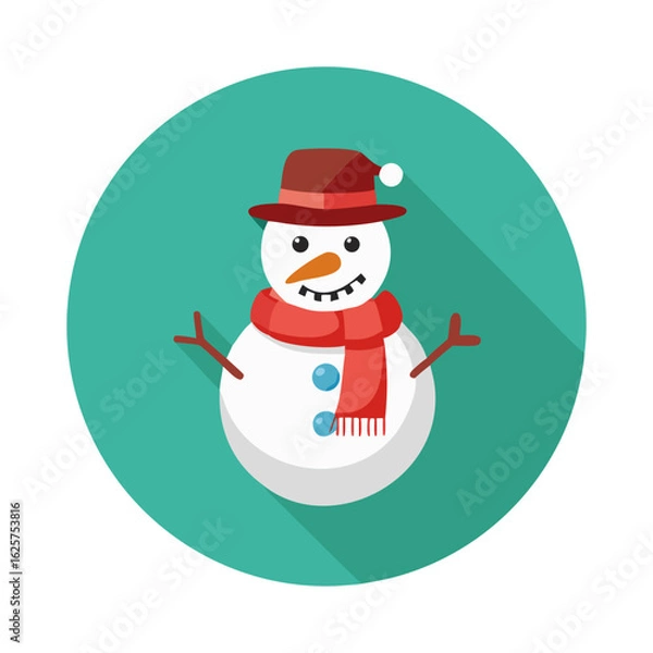Fototapeta Cute snowman character isolated on white background for winter and christmas season