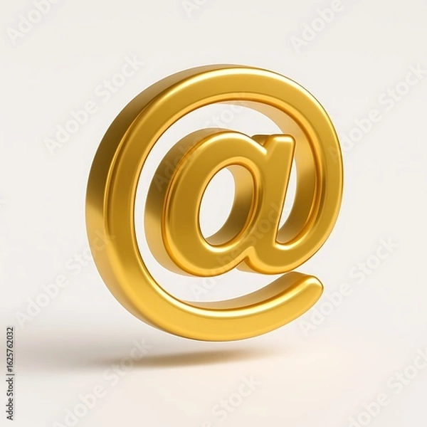 Fototapeta Golden 3D Email Symbol on White Background Representing Digital Communication