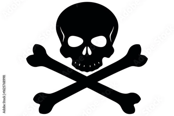 Fototapeta Skull with bones silhouette vector