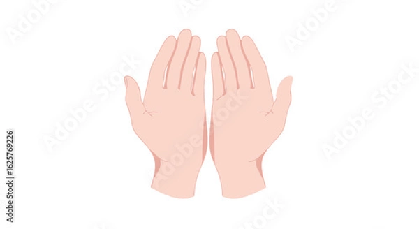 Fototapeta An illustration showcasing both hands extending upward in a receptive manner conveying supplication or prayer with digital art style