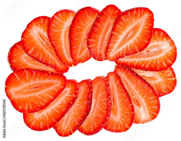Fototapeta Stylized Sliced Strawberries in Spiral Pattern, isolated on a transparent background.