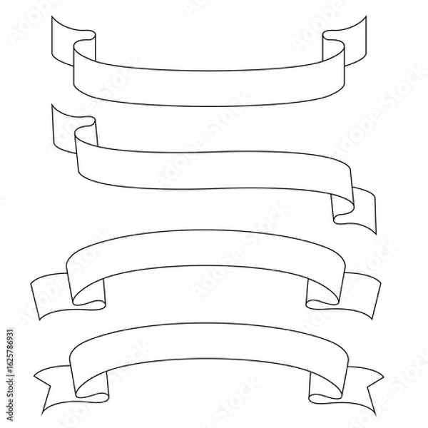 Obraz 曲線のリボンの線画イラストセット