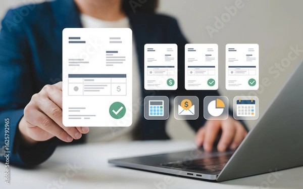 Obraz Simplify business finances with digital document management and automated workflows using cloud-based accounting software for efficient productivity