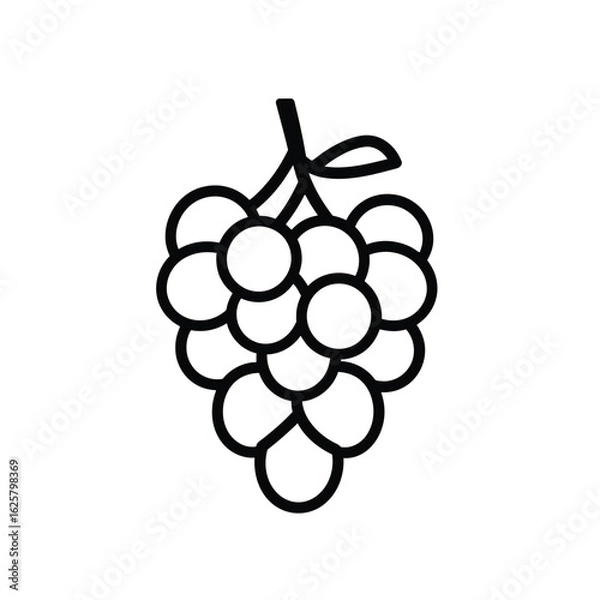 Fototapeta Isolated Grapes Icon with Transparent Background in Black Outline Style Design