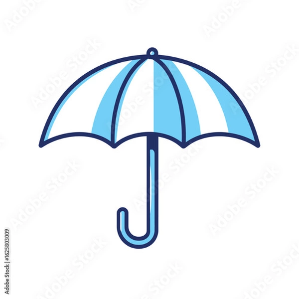 Fototapeta Open Umbrella Icon with Blue Outline and Transparent Backdrop