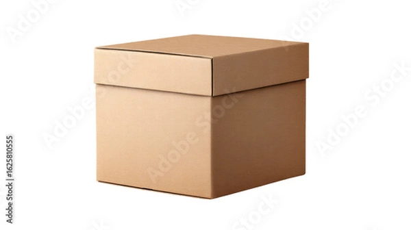 Fototapeta Isolated cardboard box on transparent background with soft shadow and natural color