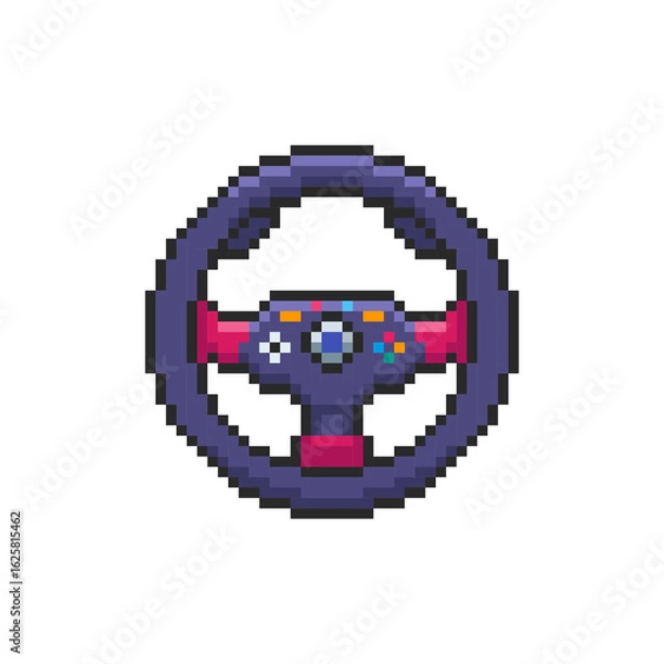 Obraz Pixel art Gaming Steering Wheel game asset design