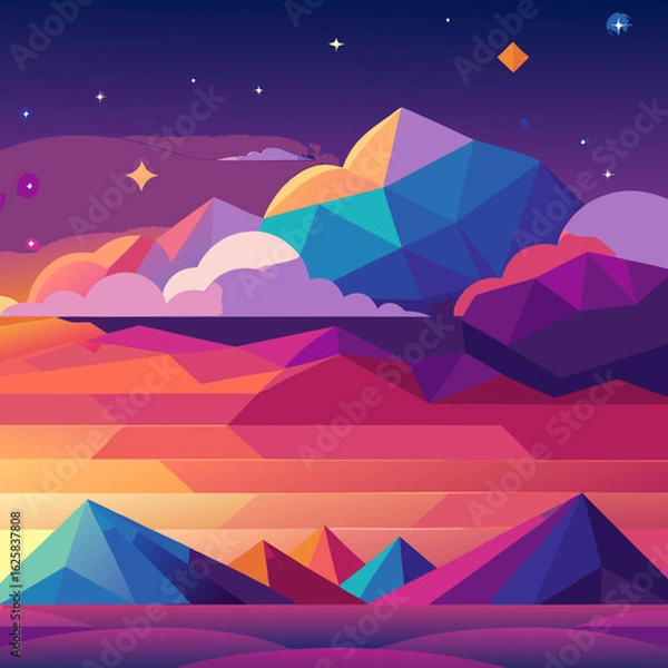 Fototapeta vector illustration of a mountain landscape