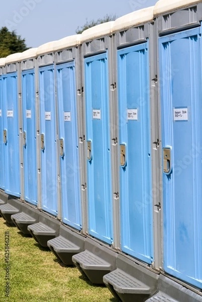 Obraz 青い扉の仮設トイレ