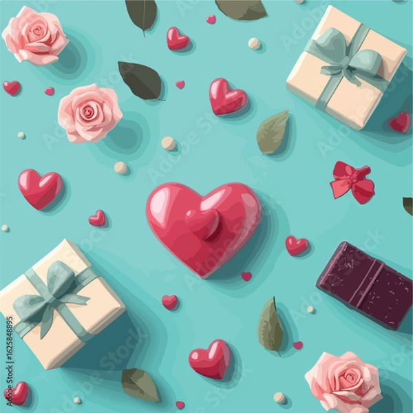 Obraz Romantic Valentine's Day flat lay composition