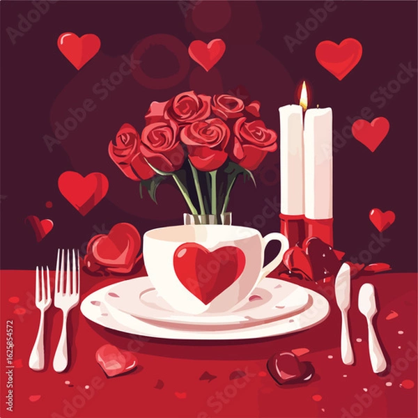 Obraz Elegant Valentine's Day Table Decor Setting