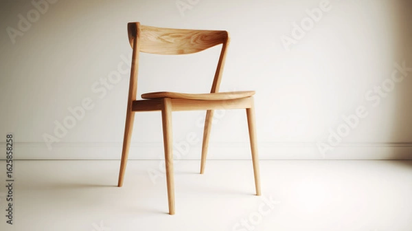Obraz Vintage brown wooden chair, a single object of classic furniture, isolated on a white background