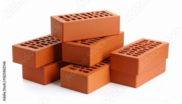 Fototapeta red bricks isolated on white