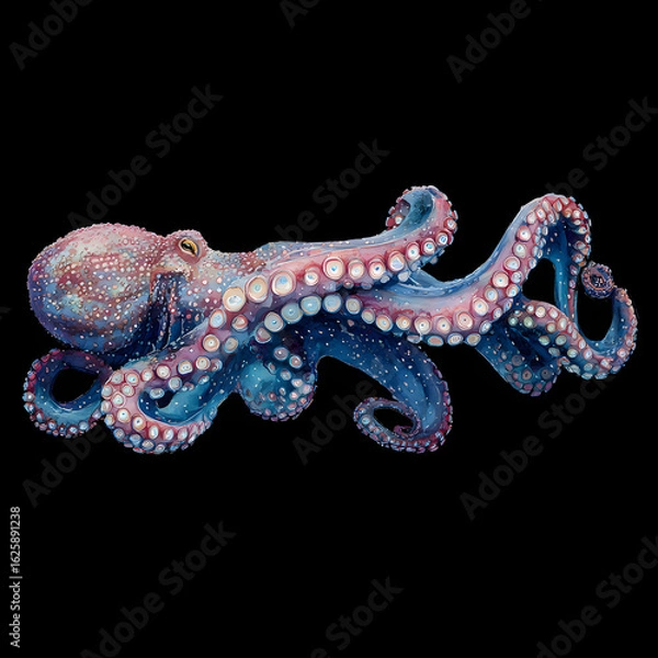 Obraz octopus on black background