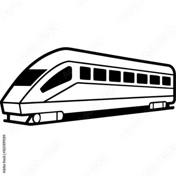 Fototapeta Minimalist Black Line Art of Modern Passenger Train Side View