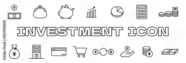 Obraz 投資アイコンのバナーイラスト / 線画 / ベクター