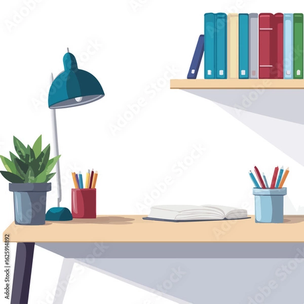 Fototapeta Modern Office Desk Design with Books