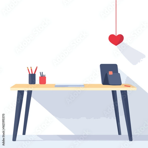 Fototapeta Empty Office Desk with Supplies