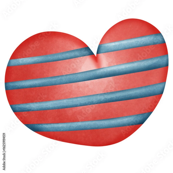 Obraz Rounded red heart with bold diagonal blue stripes