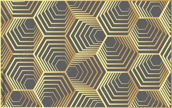 Fototapeta Vector modern geometry pattern hexagon, abstract geometric background, trendy print, monochrome retro texture, hipster fashion design