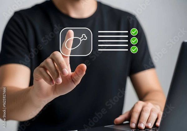 Fototapeta Interactive Digital Interface with Touchscreen Gesture Control for Healthcare Data Management
