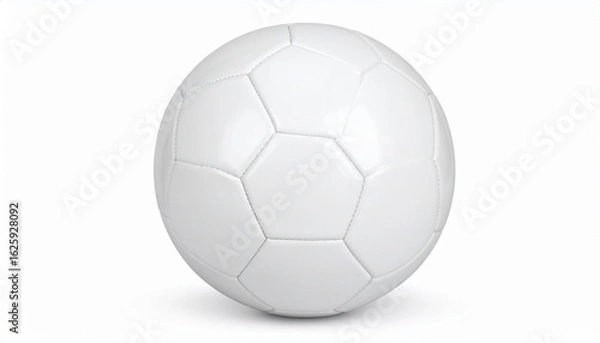 Fototapeta Classic white soccer ball with stitched hexagon and pentagon panel design. Isolated on transparent background