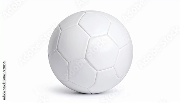 Fototapeta Classic white soccer ball with stitched hexagon and pentagon panel design. Isolated on transparent background