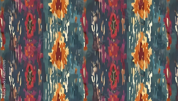 Obraz seamless pattern with red and blue flowers