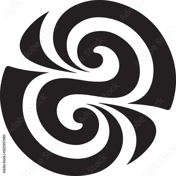 Obraz Abstract Neo Hand-Drawn Tribal Swirl Icon Set, Minimalist Line Art Vector.