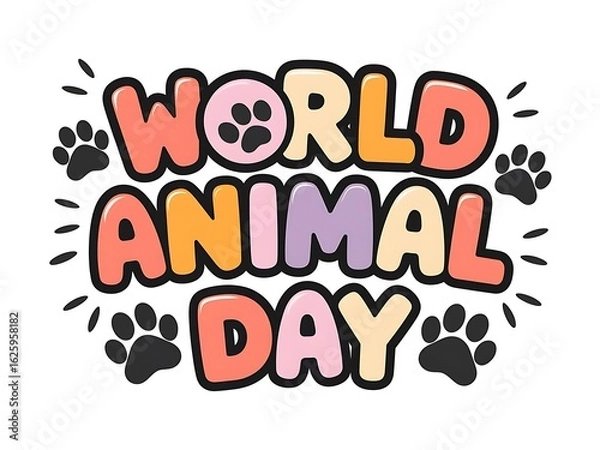 Fototapeta World Animal Day typography isolated on a white background in vector format