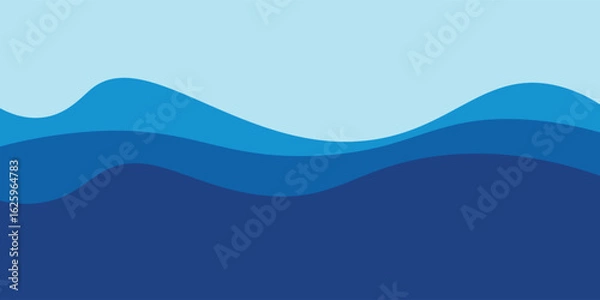 Fototapeta Sea waves layer vector background illustration. Sea beach vector illustration.