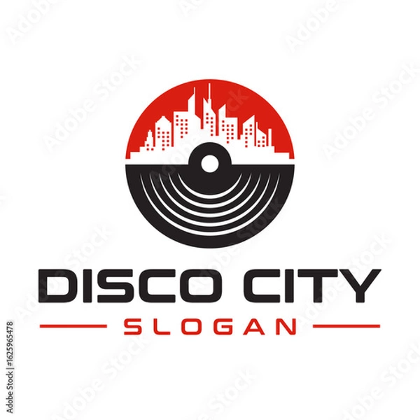 Obraz DJ Vinyl City Logo Replaceable Text