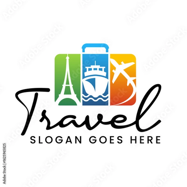 Obraz holiday travel suitcase logo Replaceable Text