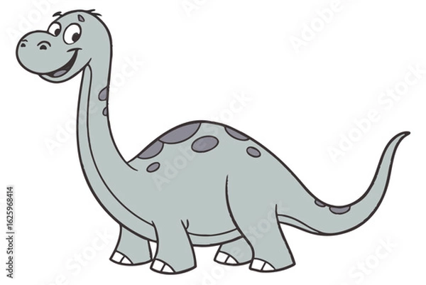 Fototapeta Simplified vector-style Brontosaurus, myth hybrid, flat tone, cartoon-style face, friendly smile