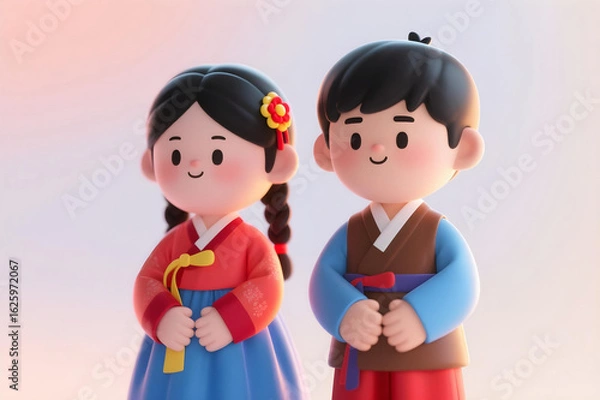 Fototapeta 한복입은 어린이 캐릭터