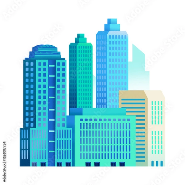Fototapeta Modern City Skyline Illustration
