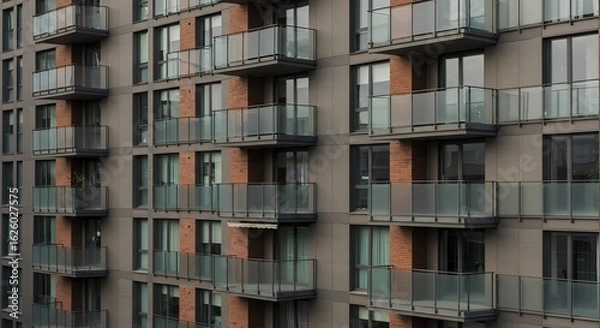 Fototapeta 都会の洗練された高層マンション外観