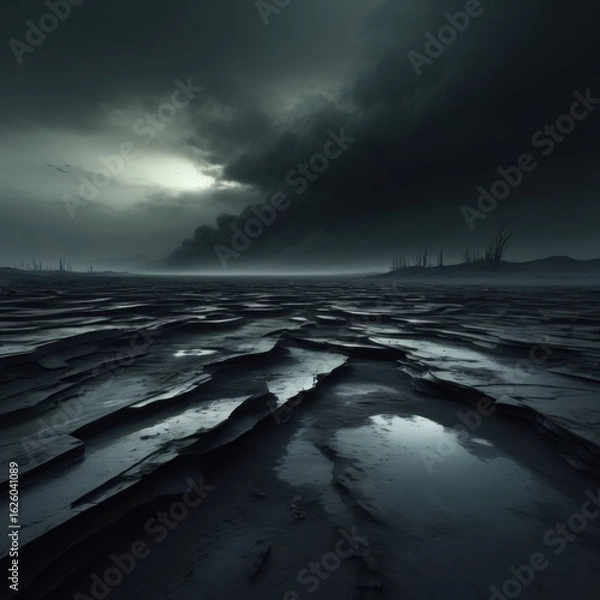 Obraz Ocean sunset seascape with dramatic clouds and waves